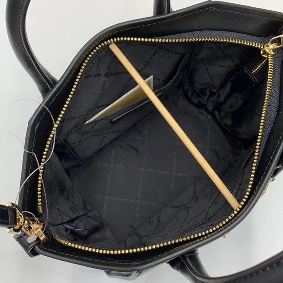 Michael Kors Avril Small Leather Top-Zip Satchel BLACK COLOR - Picture 9 of 16